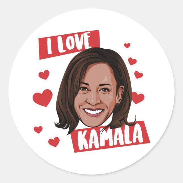 Sticker Rond I Love Kamala Harris 2020 (Devant)