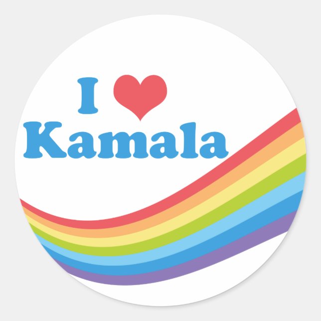 Sticker Rond I Love Kamala Rainbow (Devant)