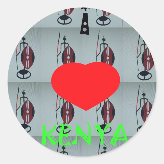 Sticker Rond I Love Kenya Art Print (Devant)