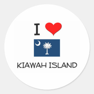Sticker Rond I Love Kiawah Island Caroline du Sud