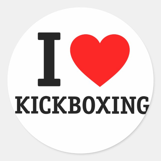 Sticker Rond I Love Kickboxing (Devant)