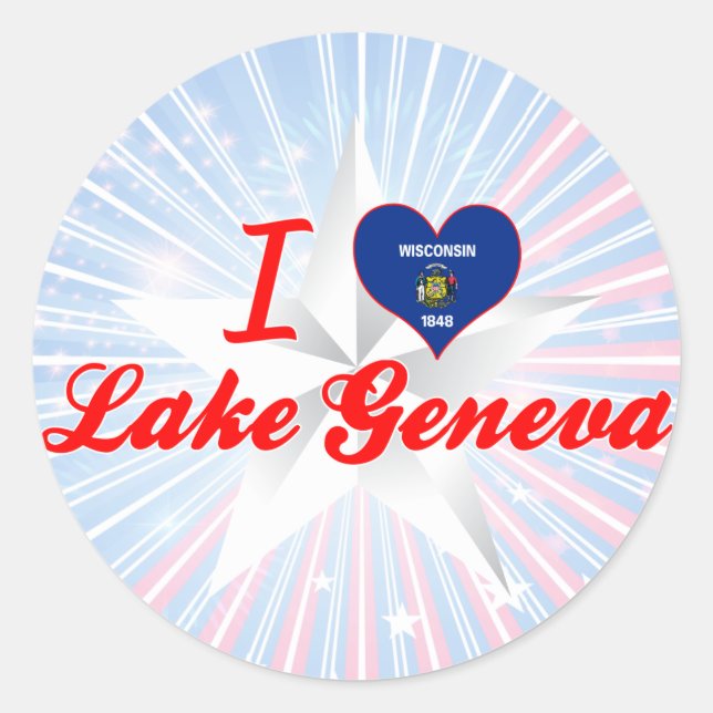Sticker Rond I Love Lake Geneva, Wisconsin (Devant)