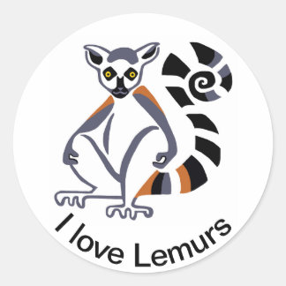 Sticker Rond I love LEMURS - Faune - Primate - Madagascar