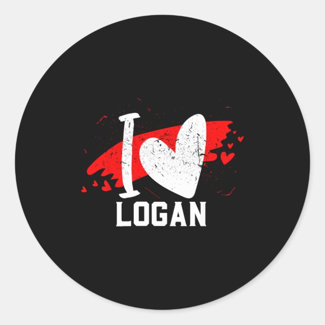 Sticker Rond I Love Logan I Heart Logan  (Devant)