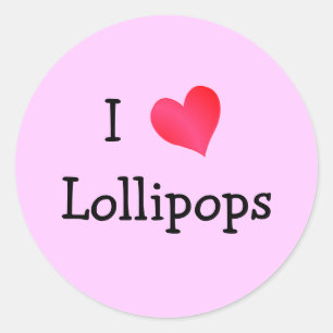 Sticker Rond I Love Lollipops