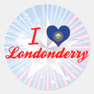 Sticker Rond I Love Londonderry, New Hampshire