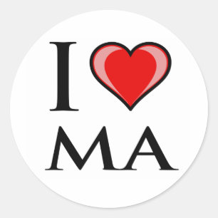 Sticker Rond I Love MA - Massachusetts