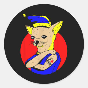 Sticker Rond I Love Maman Tattoo Chihuahua Chien Maman Mère Mèr