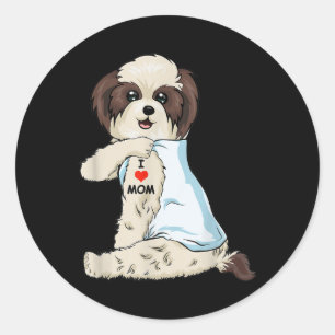 Sticker Rond I Love Maman Tattoo Shih Tzu Maman Amoureux des ch