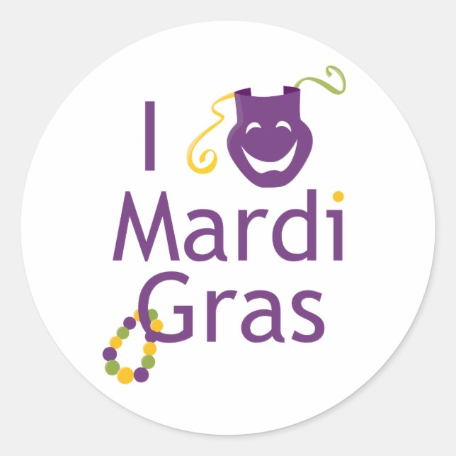 Sticker Rond I Love Mardi Gras Parade (Devant)