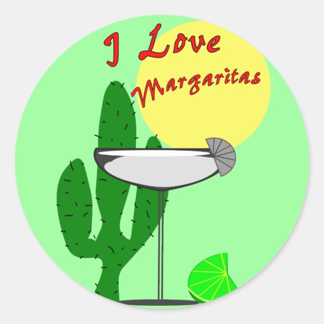 Sticker Rond I love margaritas—Margarita Lovers T-Shirts (Devant)