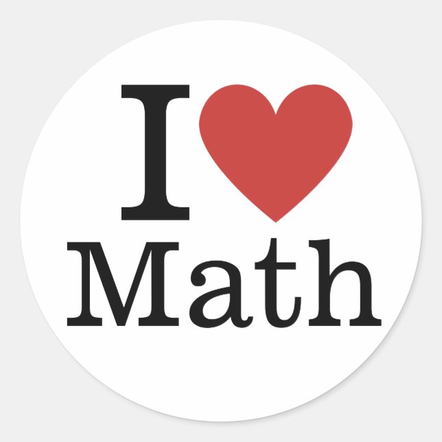 Sticker Rond I ❤️ Love Math for Students/Faculty (Devant)