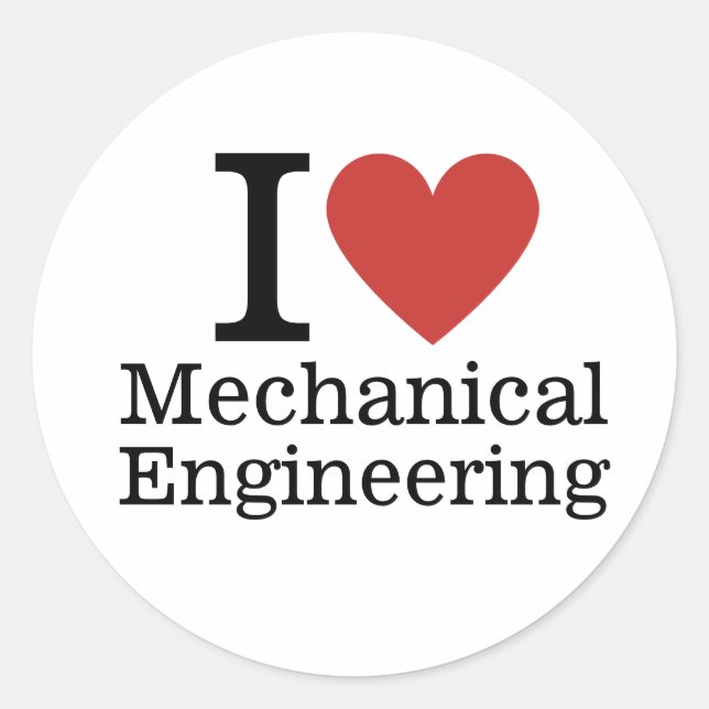 Sticker Rond I ❤️ Love Mechanical Engineering - Étudiant/Facult (Devant)