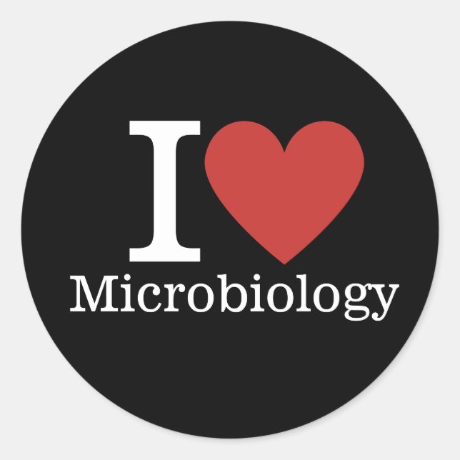Sticker Rond I ❤️ Love Microbiologie pour les étudiants/Faculté (Devant)