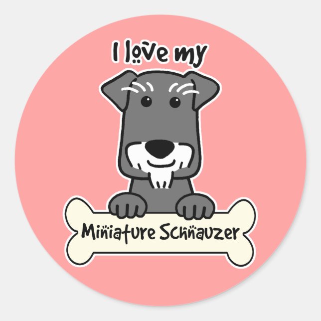 Sticker Rond I Love Miniature Schnauzers (Devant)