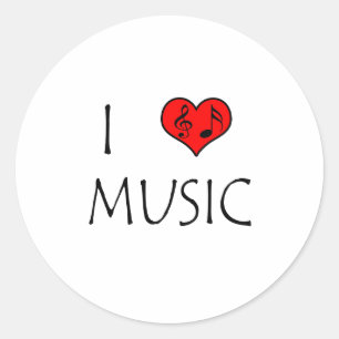Sticker Rond I Love Music