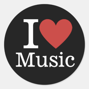 Sticker Rond I ❤️ Love Music pour les étudiants / Faculté