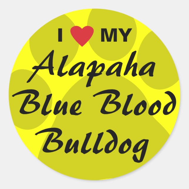 Sticker Rond I Love My Alapaha Blue Blood Bulldog (Devant)