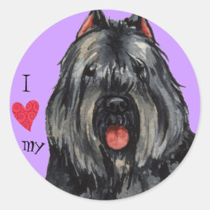 Sticker Rond I Love my bouvier