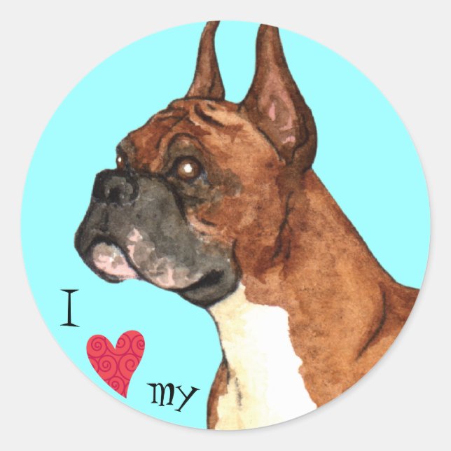 Sticker Rond I Love my Boxer (Devant)