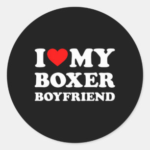 Sticker Rond I Love My Boxer Boyfriend Heart Bf Boxe Athlete Bo