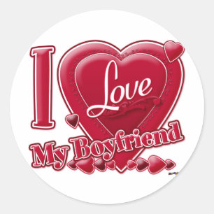Sticker Rond I Love My Boyfriend rouge - coeur