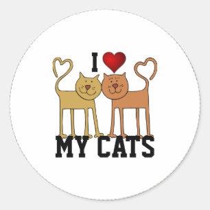 Sticker Rond I Love My Cats, design populaire,