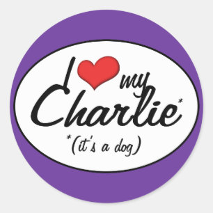 Sticker Rond I Love My Charlie (C'est un chien)