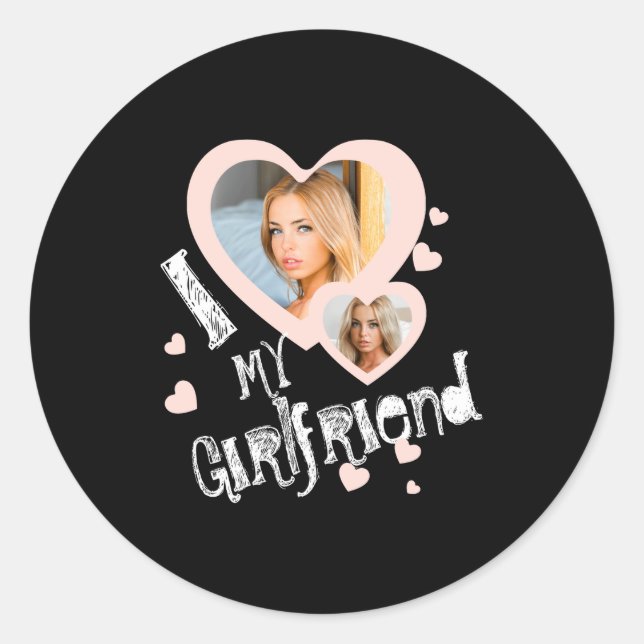 Sticker Rond I Love My Girlfriend Chalkboard Doodles Black Cute (Devant)