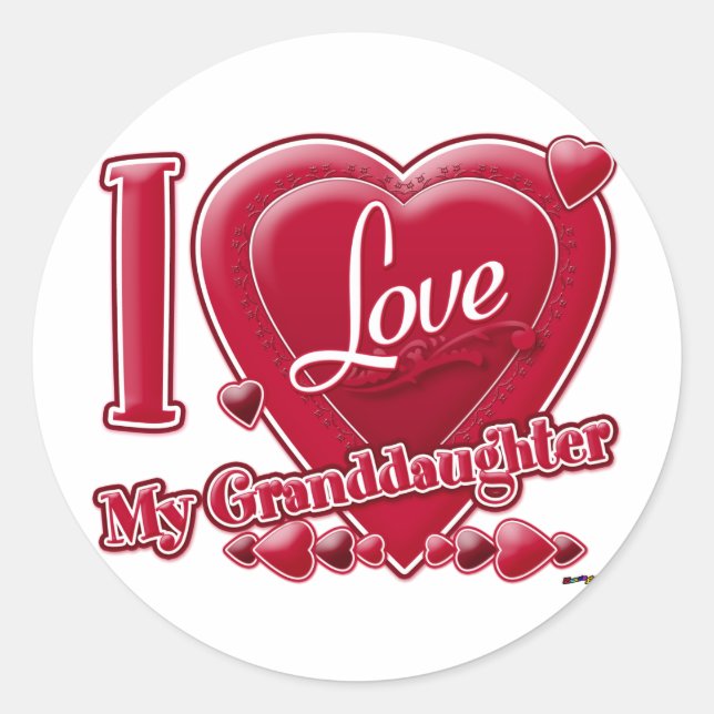 Sticker Rond I Love My Grandgirl red - coeur (Devant)