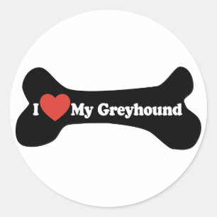 Sticker Rond I Love My Greyhound - Chien Bone