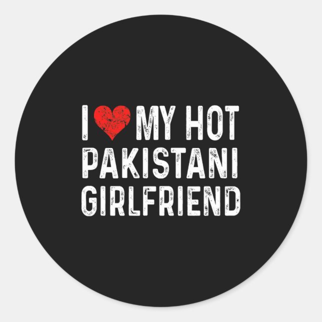 Sticker Rond I Love My Hot Pakistani Girlfriend - Heart - Pakis (Devant)