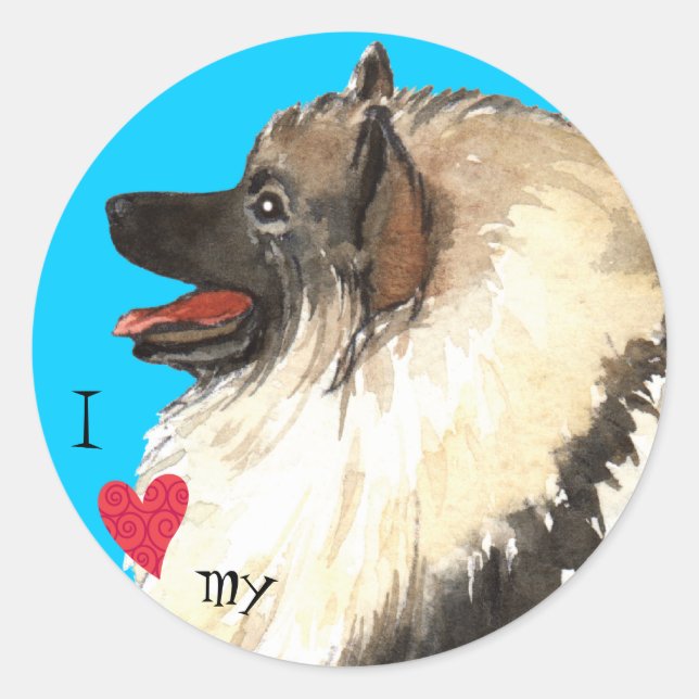 Sticker Rond I Love my Keeshond (Devant)