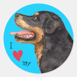 Sticker Rond I Love my Rottweiler