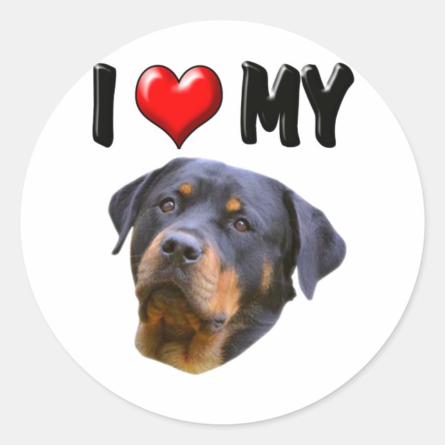 Sticker Rond I Love My Rottweiler 3 (Devant)