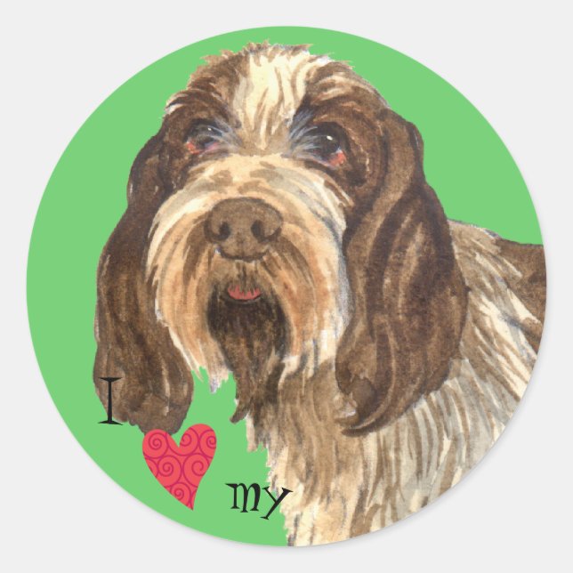 Sticker Rond I Love my Spinone Italiano (Devant)