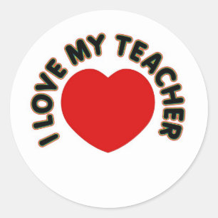 Sticker Rond I Love My Teacher (coeur)