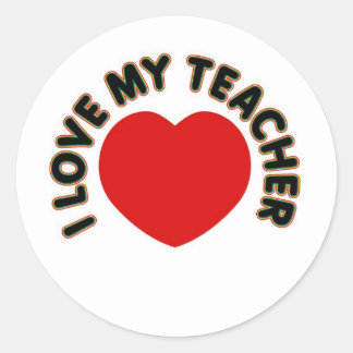 Sticker Rond I Love My Teacher (coeur)