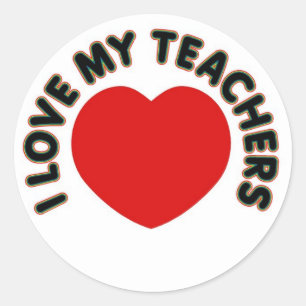 Sticker Rond I Love My Teachers (grand coeur)