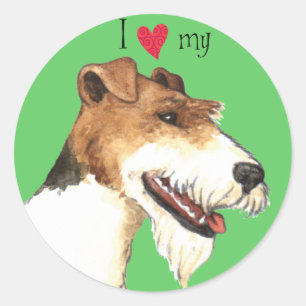 Sticker Rond I Love my Wire Fox Terrier