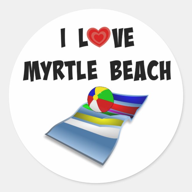 Sticker Rond I Love Myrtle Beach (Devant)