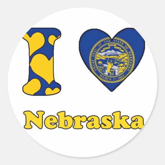 Sticker Rond I love Nebraska (Devant)