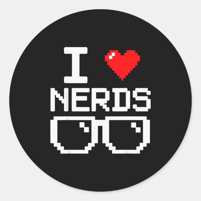 Sticker Rond I Love Nerds I Heart Nerds For Science Book Knowle (Devant)