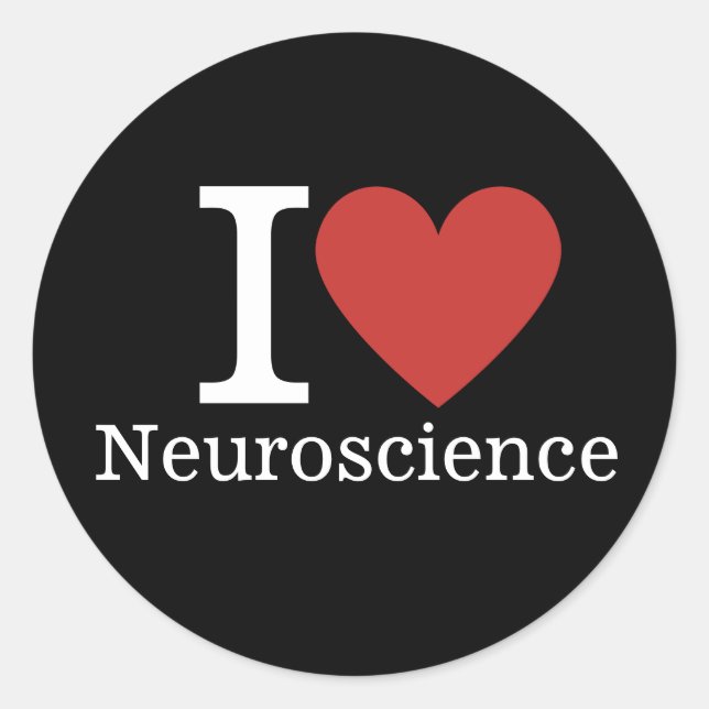 Sticker Rond I ❤️ Love Neuroscience for Students/Faculty CUSTOM (Devant)