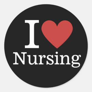Sticker Rond I ❤️ Love Nursing for College Faculty/Student