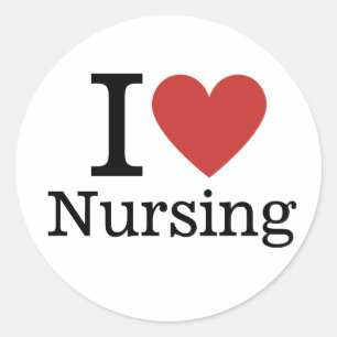 Sticker Rond I ❤️ Love Nursing for College Faculty/Student