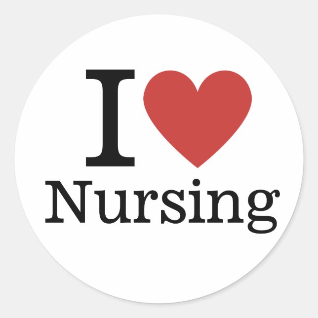 Sticker Rond I ❤️ Love Nursing for College Faculty/Student (Devant)