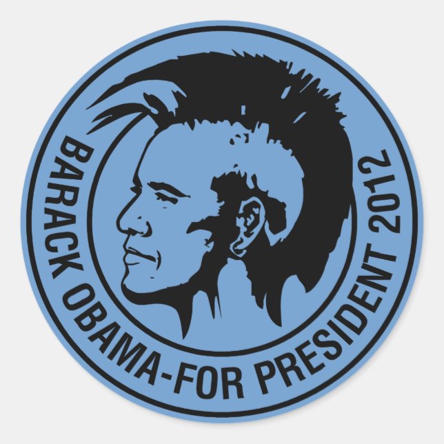 Sticker Rond I Love Obama 2012 (Devant)
