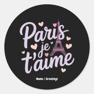 Sticker Rond I Love Paris Je t'aime Tour Eiffel France T-shirt