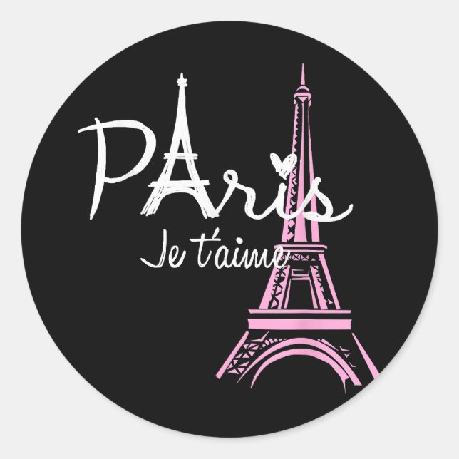 Sticker Rond I Love Paris Tour Eiffel France Souvenir français (Devant)